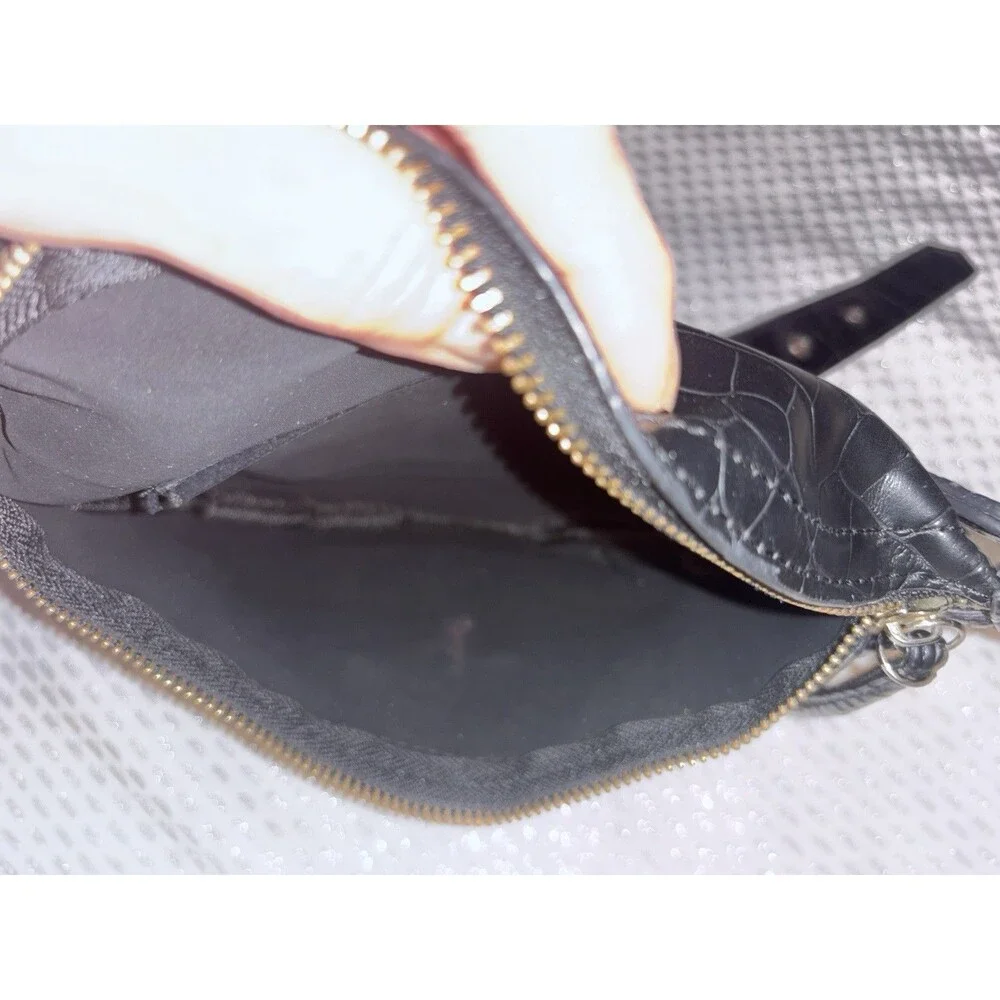 Women’s Unbranded Black Vegan Embossed Faux Leather Fanny Pack Waist Sling Bag
